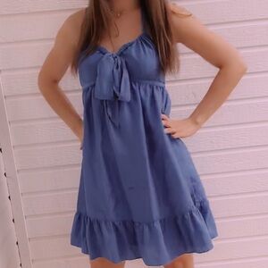 Blue Dress with Ruffle Hem